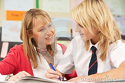 Female Teenage Student Studying Stock Photo