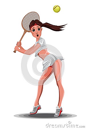 Female Tennis Player Vector Illustration