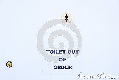 Female toilet sign out of order broken Stock Photo