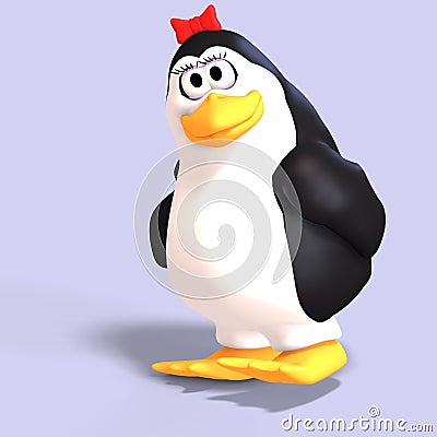 Female toon penguin Stock Photo