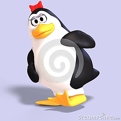 Female toon penguin Stock Photo