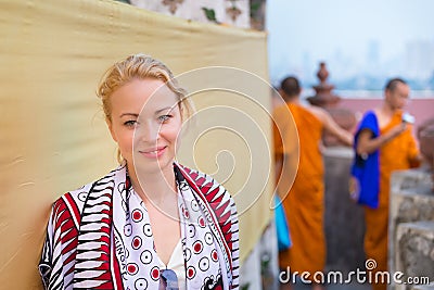 Female Traveler in Bangkok. Stock Photo