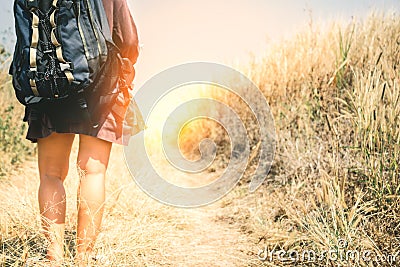 Female travelers travel nature mountain Stock Photo