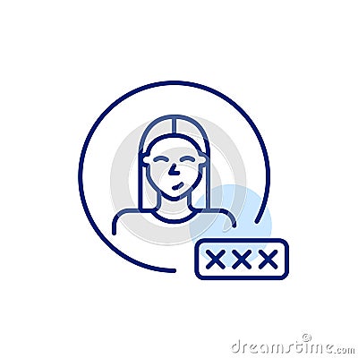 Female user avatar with password input box. Secure login, account protection and verified access. Pixel Vector Illustration