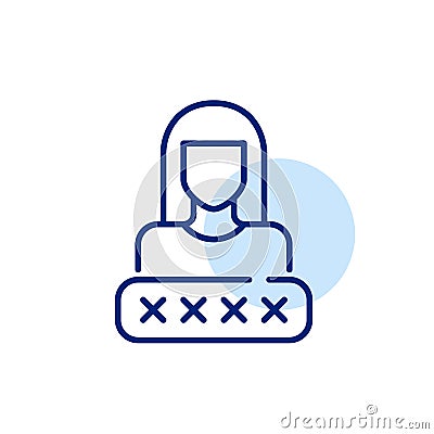 Female user avatar and password input box. Secure user login. Pixel perfect, editable stroke icon Vector Illustration