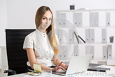 Female using laptop Stock Photo