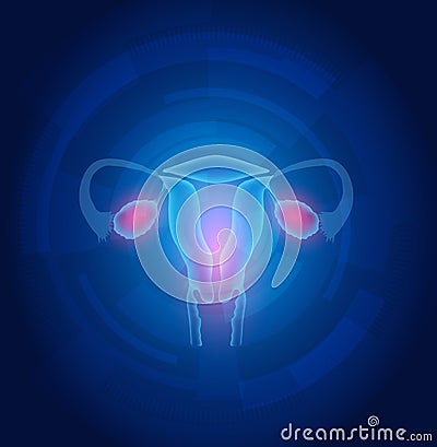 Female uterus abstract blue technology background Vector Illustration