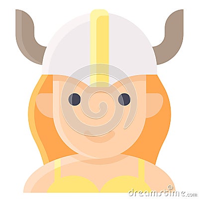 Female viking avatar, Halloween costume vector icon Vector Illustration