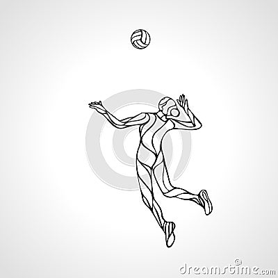 Female Volleyball Player Outline Silhouette Stock Vector - Image: 72302074