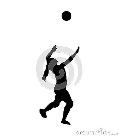 Female volleyball silhouette player on white background Vector Illustration