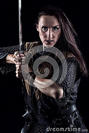 Female Warrior Medieval Fantasy Knight Stock Photo