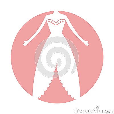 Female wedding dress icon Vector Illustration