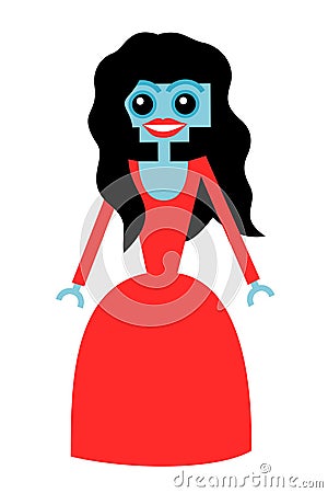 Female and woman robot Vector Illustration