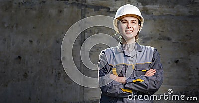 Female worker at a construction Stock Photo