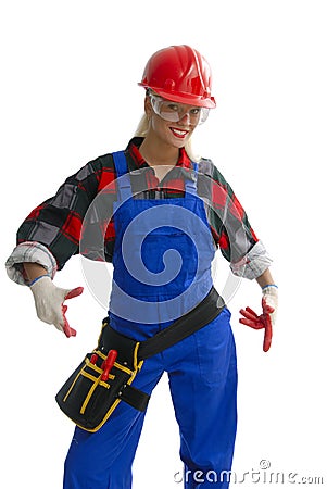 Female worker in gear Stock Photo