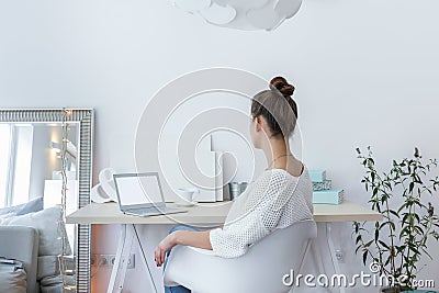 Female working at home studio Stock Photo