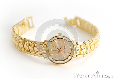 Female wrist watch on white Stock Photo