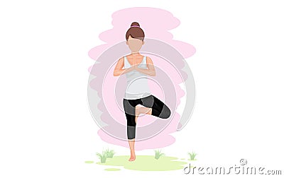 Female yoga. Vector illustration of beautiful cartoon Vector Illustration