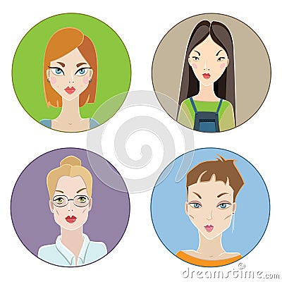 Females avatars Vector Illustration