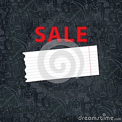 Females outerwear,accessories sale background. Vector Illustration