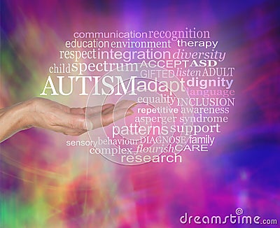 Feminine Autism Spectrum Word Tag Cloud Stock Photo