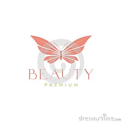 Feminine Beauty Aesthetic Butterfly Logo Design Vector Illustration
