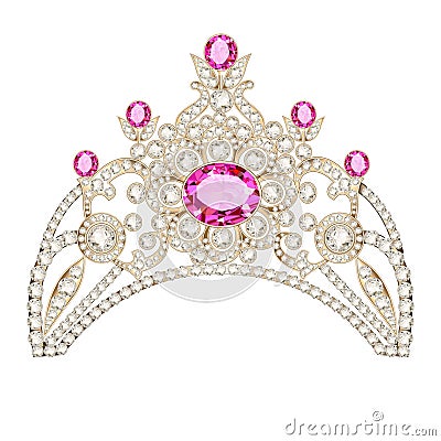 feminine decorative tiara crown with jewels Vector Illustration