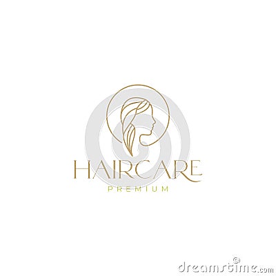 Feminine female hair care logo design Vector Illustration