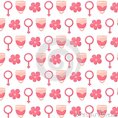 feminine hygiene intimate vector cup flower textil Vector Illustration