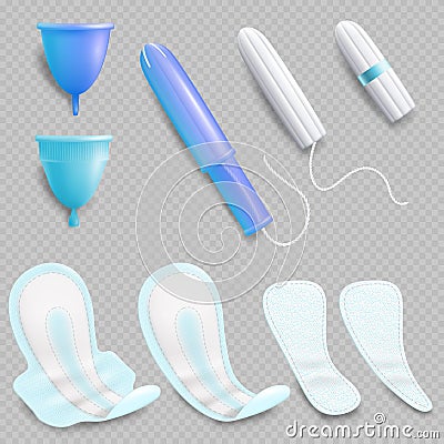 Feminine hygiene product set, vector isolated illustration Vector Illustration