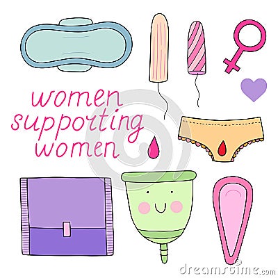 Feminine hygiene set. Cute vector illustration. Vector Illustration