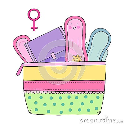 Feminine hygiene set with pads Vector Illustration
