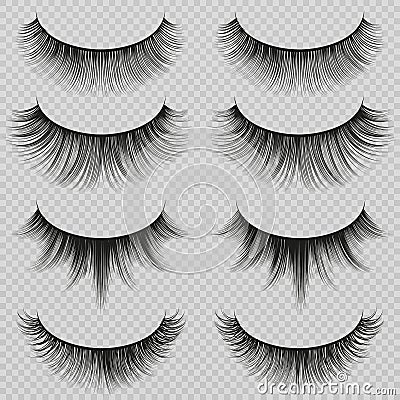 Feminine lashes vector set. Realistic false eyelashes fashion collection Vector Illustration