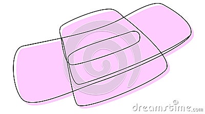 Feminine sanitary pad in one line with a pink silhouette. Vector Illustration