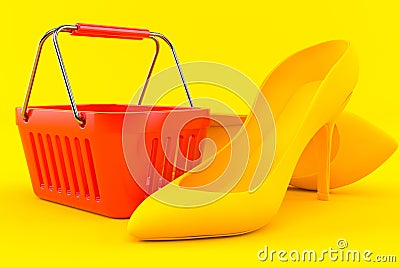 Femininity background with shopping basket Stock Photo