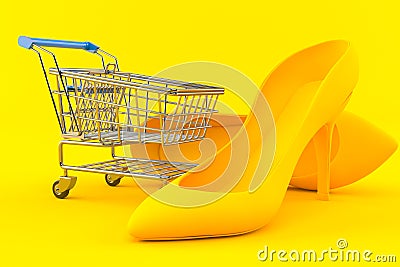 Femininity background with shopping cart Cartoon Illustration