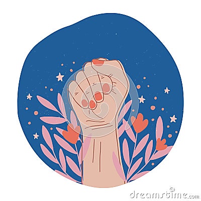 Feminism concept design. Girl power symbol. Women`s rights poster Vector Illustration