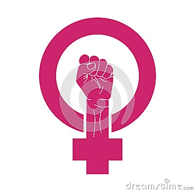 Feminism symbol, women fight for equal rights, vector isolated sign. Vector Illustration