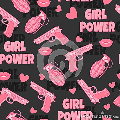 Feminist background. Girl power. Love. Vector Illustration