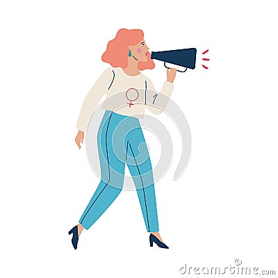 Feminist woman, girl power phrase on the shirt Vector Illustration