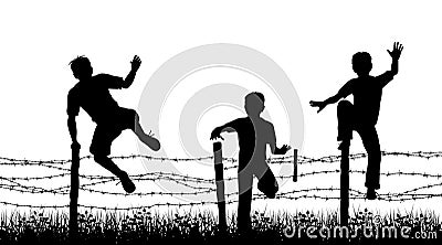 Fence boys Vector Illustration