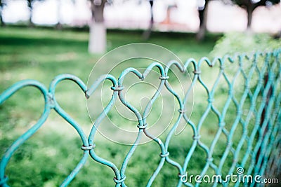 Fence in the form of a heart Stock Photo
