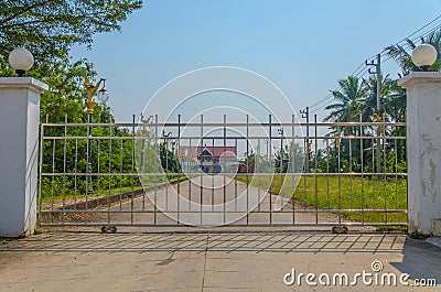 Fence Gate Made of Stainless Steel Stock Photo