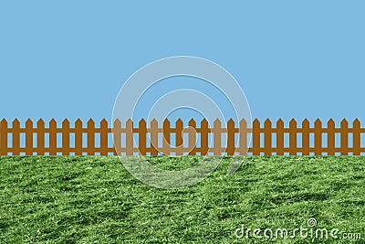 Fence on green grass Stock Photo