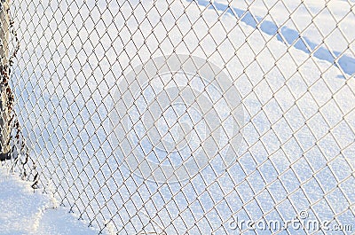 Fence of Rabitz is covered with frost Stock Photo