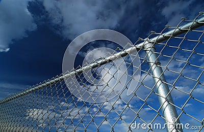 Fence Post and Sky Stock Photo