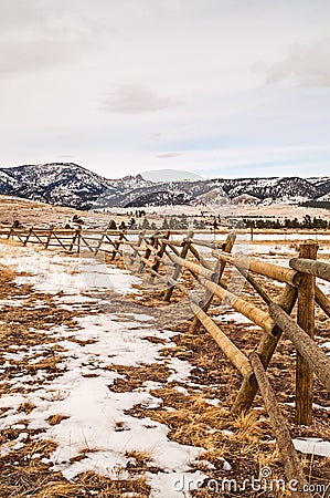 Fence and Sleeping Giant Stock Photo