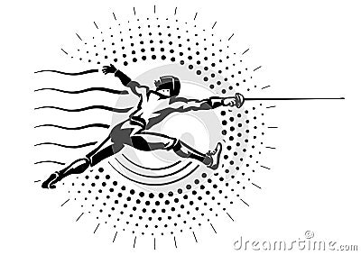 Fencer with epee. Vector Illustration