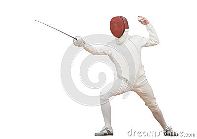 Fencer with rapier foil Stock Photo