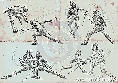 Fencing, collection - An hand drawn vector illustration. Freehand sketching Vector Illustration